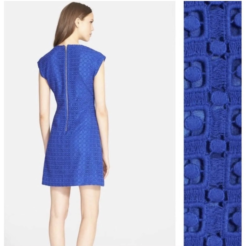 KATE SPADE NEW YORK Guipure Lace A-Line Mini Dress Cap-Sleeve Blue Women's 10 - Picture 13 of 13